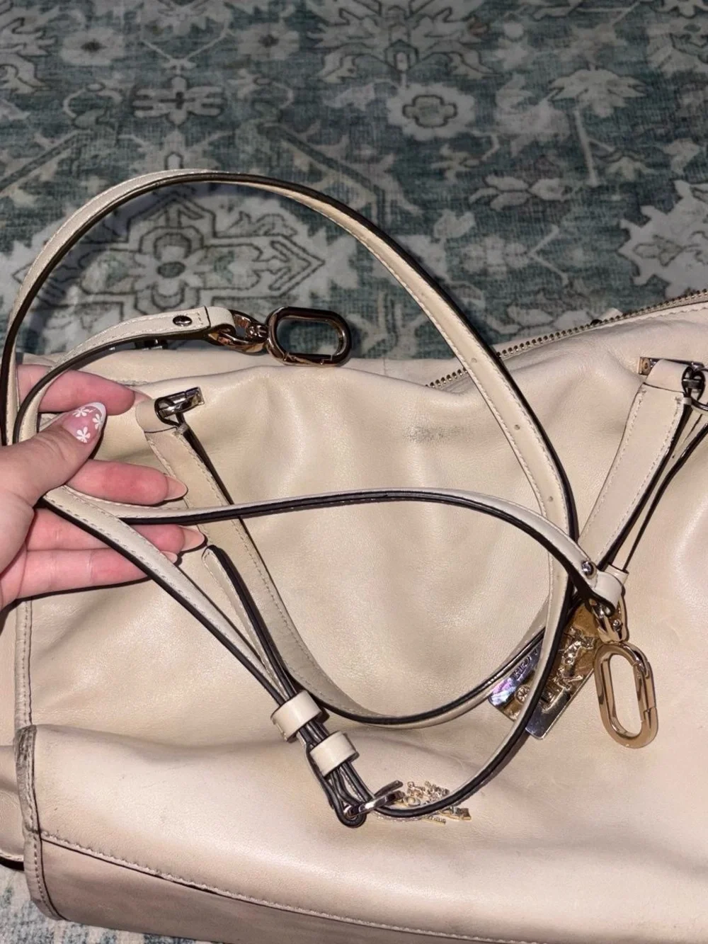 Coach Leather Shoulder Tote in Light Taupe